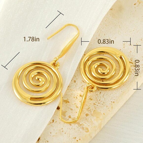 Women's 18K Gold Plated Spiral Trendy Statement Jewelry Set Summer Beach - Picture 3 of 7